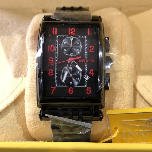 Invicta Cuadro watch Quartz multifunction black dial watch with box & outer box - Picture 1 of 14